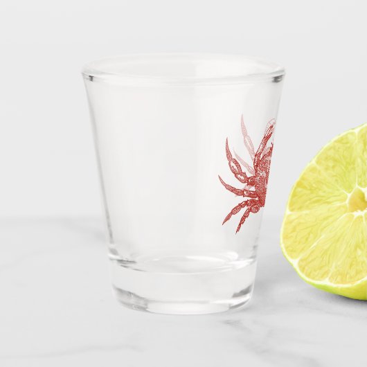 houtsnede-krab shot glas (Links)