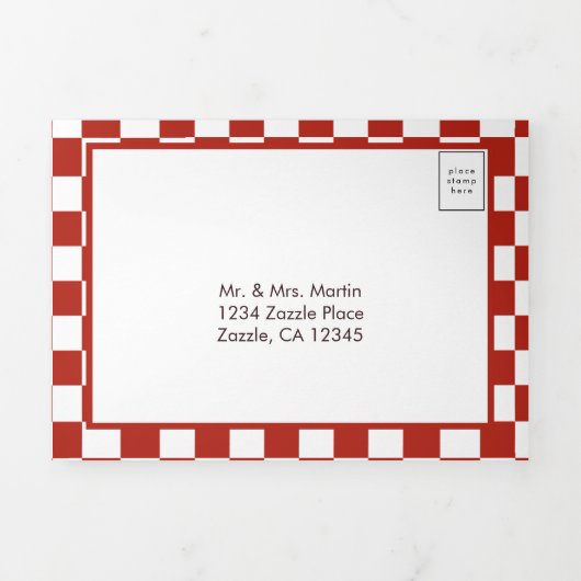 Houtsnede Krab Strand All-in-One Trouwen Drieluik Uitnodiging (Cover)