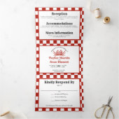 Houtsnede Krab Strand All-in-One Trouwen Drieluik Uitnodiging (Binnen)