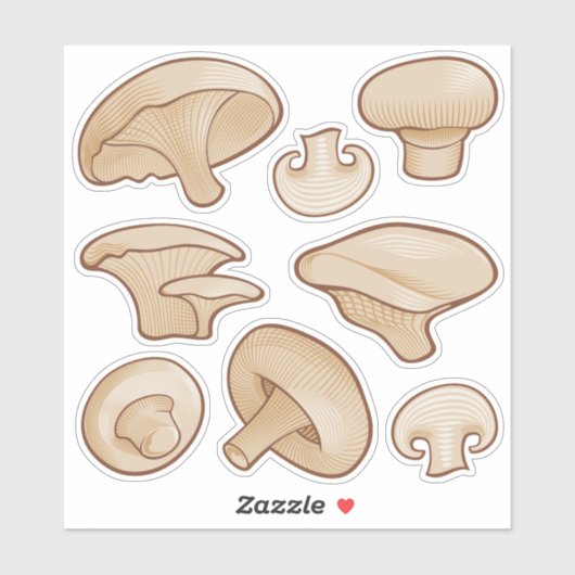 Houtsnede Paddenstoelen Iconen Sticker Set (Vel)