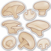 Houtsnede Paddenstoelen Iconen Sticker Set (Voorkant)