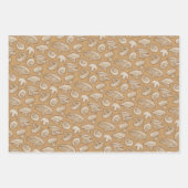 houtsnede-paddenstoelenpatroon inpakpapier vel (Voorkant 2)