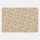 houtsnede-paddenstoelenpatroon inpakpapier vel (Voorkant)