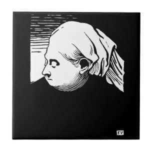 Houtsnede Portret van Koningin Victoria Tegeltje