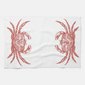  houtsnede rode krab theedoek (Horizontaal)