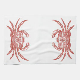  houtsnede rode krab theedoek