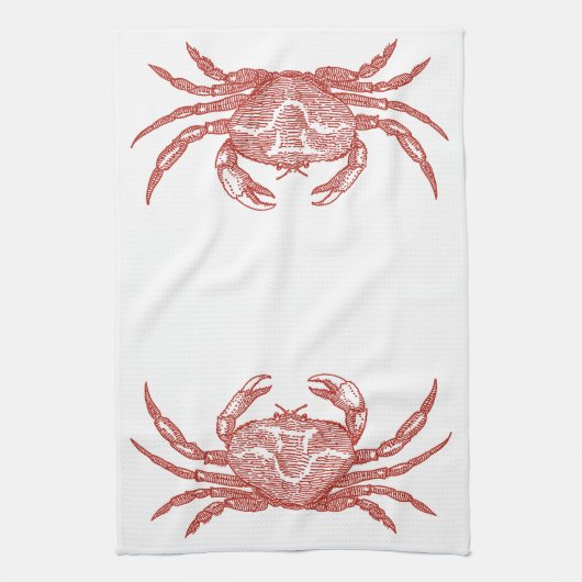 houtsnede rode krab theedoek (Verticaal)