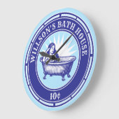  houtsnede stijl badhuis teken grote klok (Hoek)