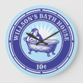  houtsnede stijl badhuis teken grote klok (Voorkant)