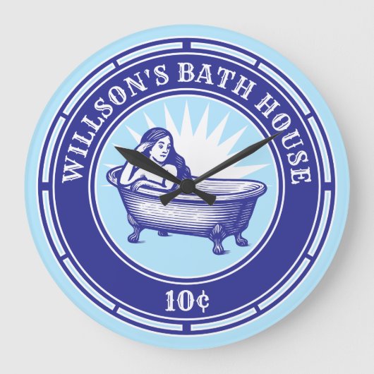  houtsnede stijl badhuis teken grote klok (Voorkant)