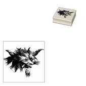 houtsnede weerwolf hoofd rubberstempel (Gestempeld)