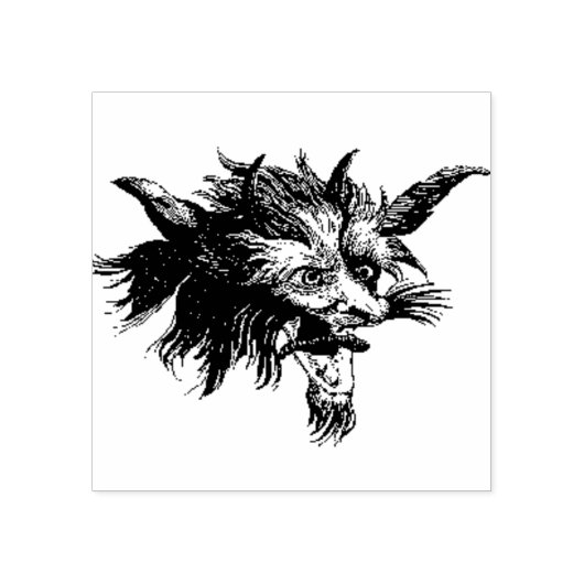  houtsnede weerwolf hoofd rubberstempel (Afrduk)