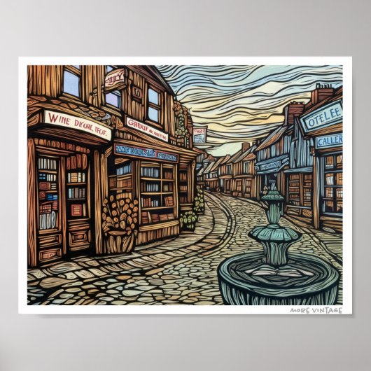 HOUTSNEE VAN EEN EUROPESE STRAAT POSTER (Voorkant)
