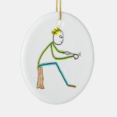 Houtsneejden Stickman Keramisch Ornament (Rechts)