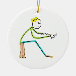 Houtsneejden Stickman Keramisch Ornament