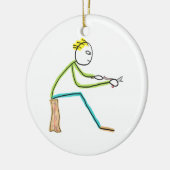 Houtsneejden Stickman Keramisch Ornament (Links)
