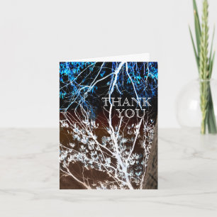 Houtsnijstijl Blauw & Bruine Trouw Trouwkaarten Bedankkaart