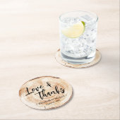 Houtsnijwerk hart hout Liefde en dank Huwelijk Ronde Kartonnen Onderzetter (Insitu)