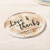 Houtsnijwerk hart hout Liefde en dank Huwelijk Ronde Kartonnen Onderzetter (Gebogen)