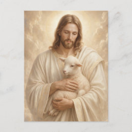Houtsnijwerk Jezus Goede Herder Rouw Gebed Postkaa Briefkaart