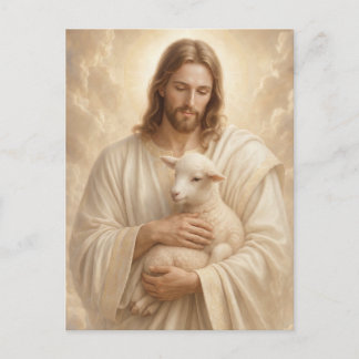 Houtsnijwerk Jezus Goede Herder Rouw Gebed Postkaa Briefkaart