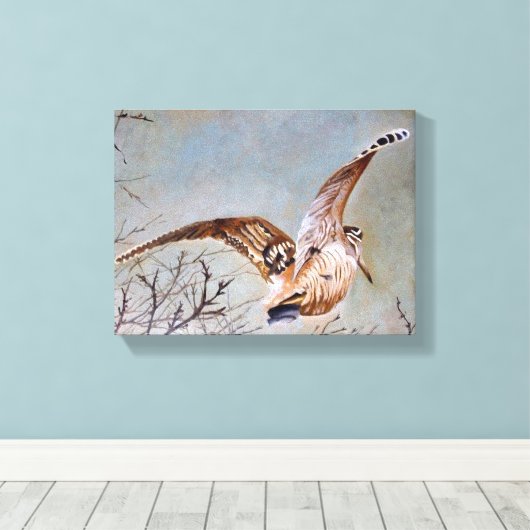 Houtsnip in vlucht canvas afdruk (Insitu (Houten vloer))