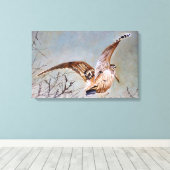 Houtsnip in vlucht canvas afdruk (Insitu (Houten vloer))