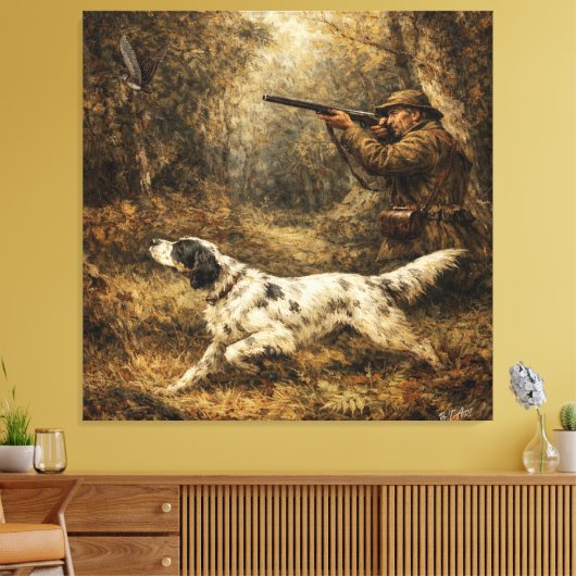 Houtsnip jacht canvas afdruk (Insitu (Woonkamer))