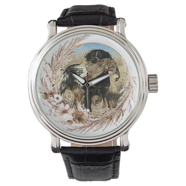 Houtsnip jagen met Brittany Spaniel   Horloge (Voorkant)