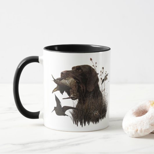 Houtsnip jagen met Duitse draadhaar  Mok (Met donut)