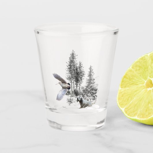 Houtsnip jagen shot glas (Voorkant)