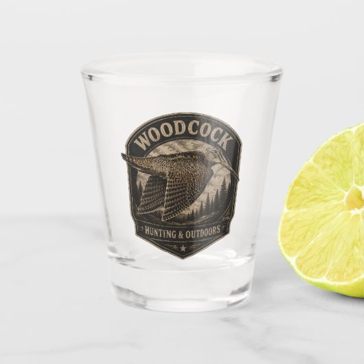 Houtsnip  shot glas (Voorkant)