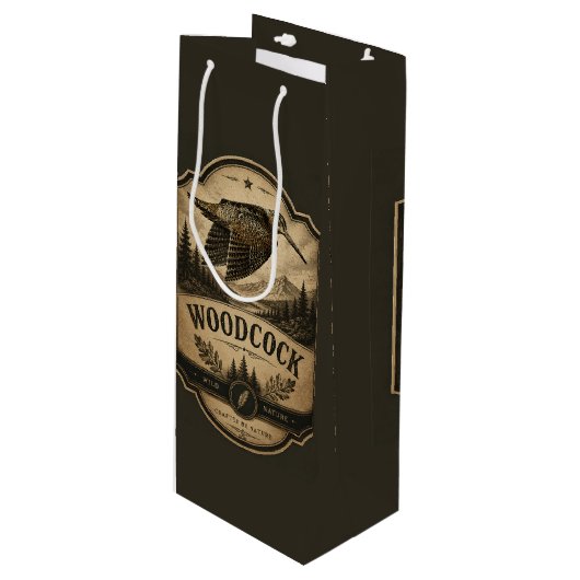 Houtsnip  wijn cadeautas (Voorkant Gekanteld)