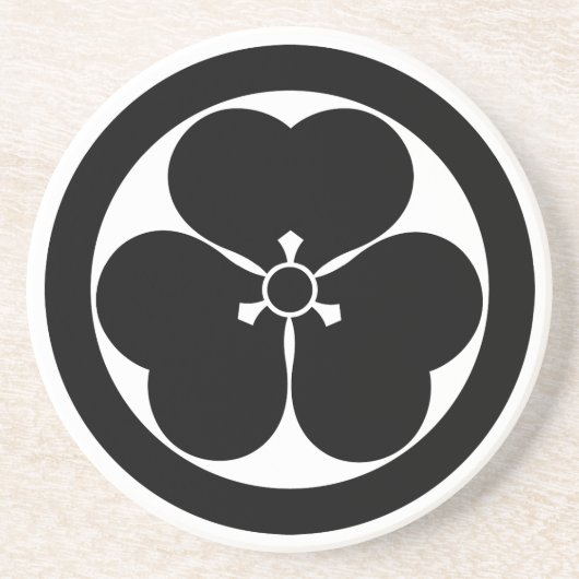 Houtsorrel in cirkel zandsteen onderzetter (Voorkant)