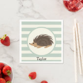 Houtstekelvarken, egel; licht salie groen servet (Insitu)