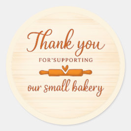Houtstructuur Deegroller Bakkerij Bedankt Sticker