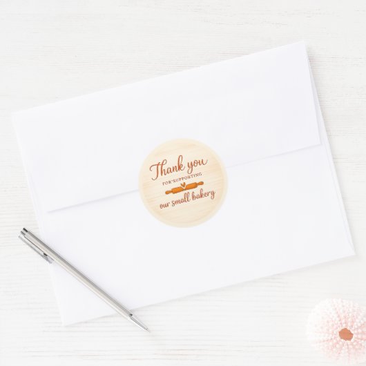Houtstructuur Deegroller Bakkerij Bedankt Sticker (Envelop)