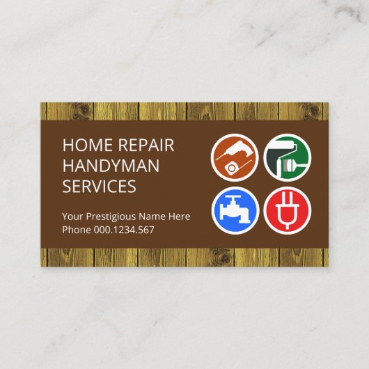 Houtstructuur Handyman Gereedschap Visitekaartje (Voorkant)