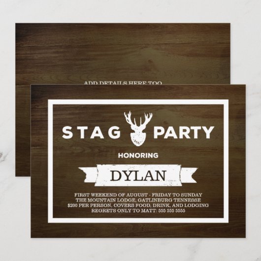 Houtstructuur Jongensavond Kaart (Voorkant / Achterkant)