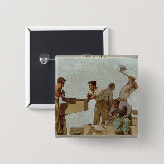 Houtstructuur Vierkante Button 5,1 Cm (Voorkant /achterkant)