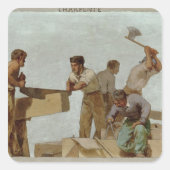 Houtstructuur Vierkante Sticker (Voorkant)