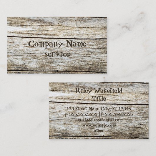 Houttextuur, gekarfd teksteffect visitekaartje (Voorkant / Achterkant)