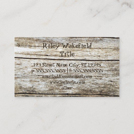 Houttextuur, gekarfd teksteffect visitekaartje (Achterkant)