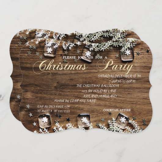 Houttextuur, kerstfeestdag voor bedrijven kaart (Voorkant / Achterkant)