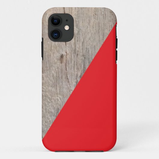 Houttextuur met Bright Red Accent Modern Case-Mate iPhone Case (Achterkant)
