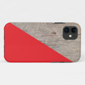 Houttextuur met Bright Red Accent Modern Case-Mate iPhone Case (Achterkant (horizontaal))