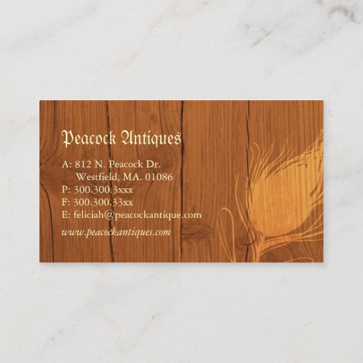 Houttextuur monogram Antiek Visitekaartje (Achterkant)