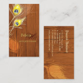 Houttextuur monogram Antiek Visitekaartje (Voorkant / Achterkant)