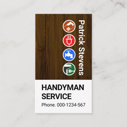 houttextuur timmerwerk visitekaartje (Voorkant)