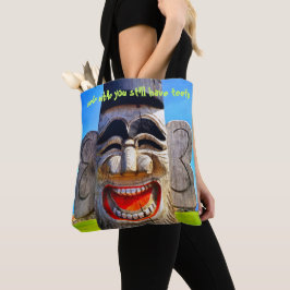 Houttotum-glimlach terwijl je nog steeds een teeth tote bag